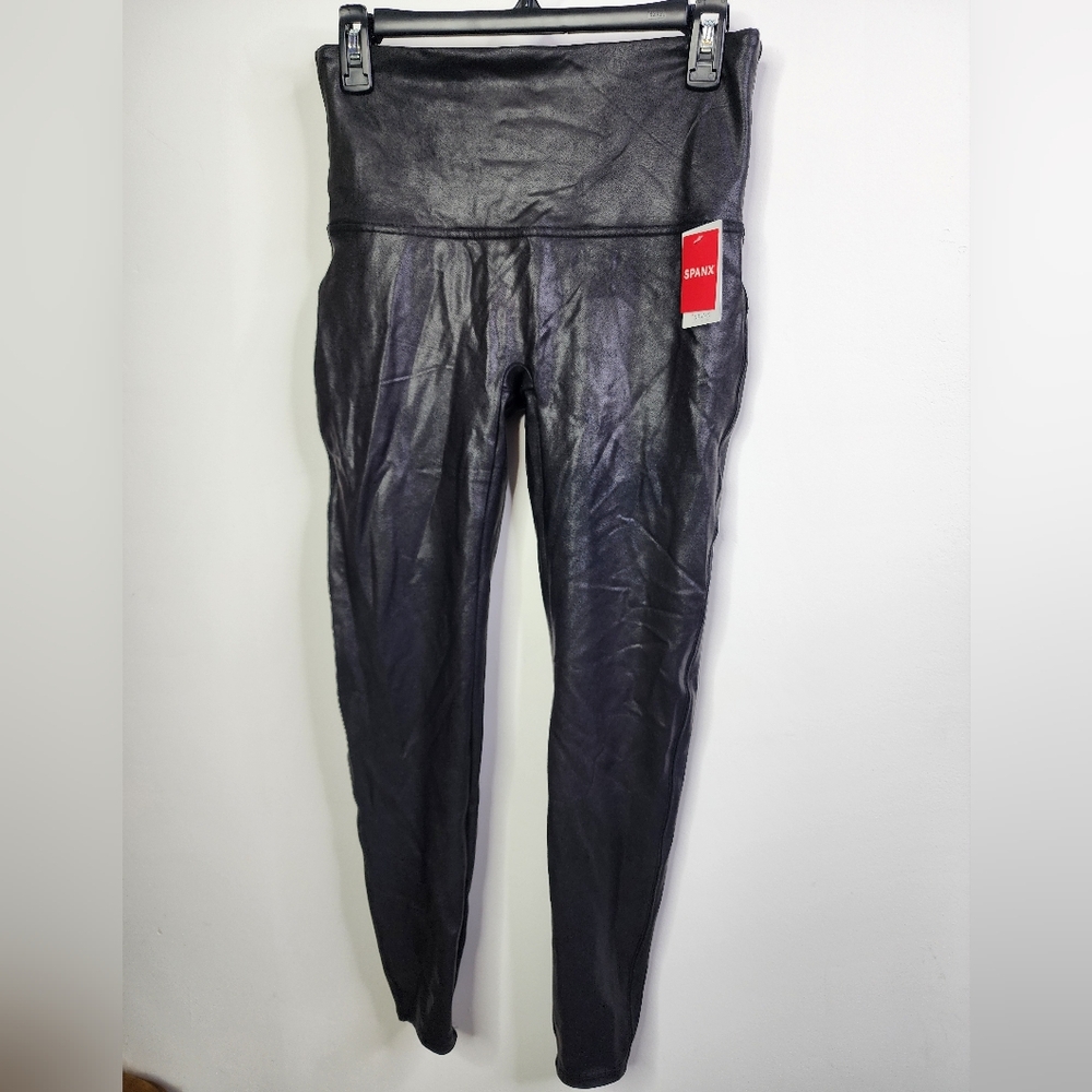 SPANX Black Faux-Leather High Waist Leggings